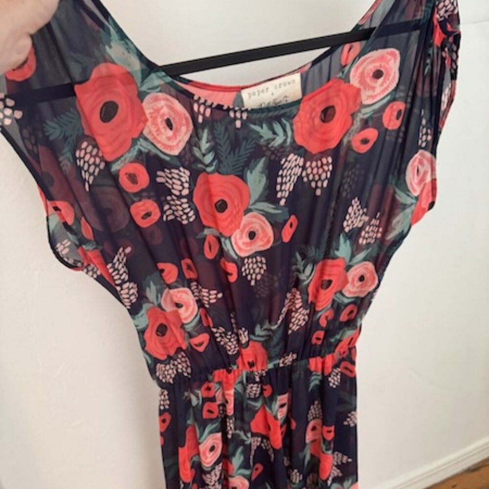 Rifle Paper x Paper Crown Spanish Rose Sheer Floral Dress M
